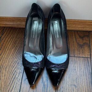 Roberto Capucci Black and Purple Patent Leather Heels